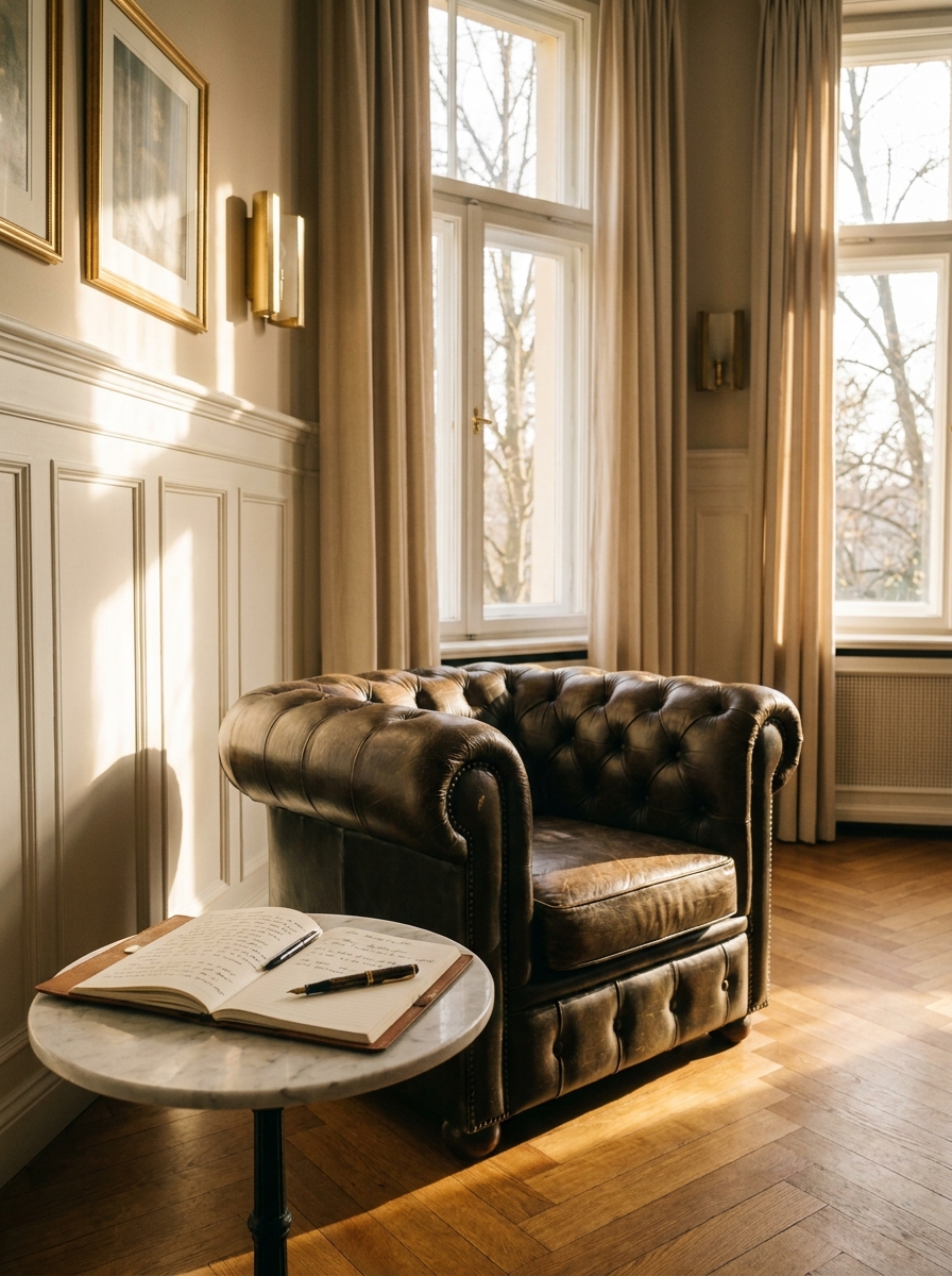 Ruhiger Salon in einer Dahlemer Villa, kurz nach einer Besichtigung
